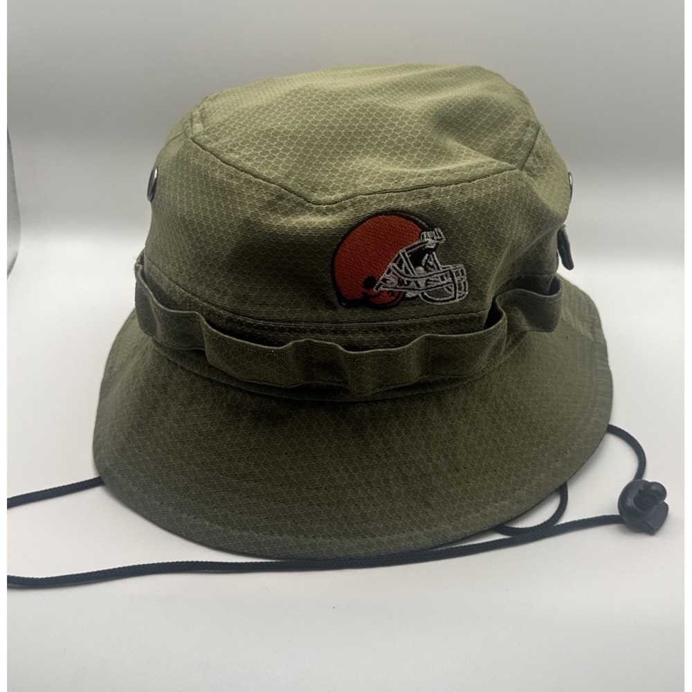 New Era Cleveland Browns Bucket Hat Cap Olive Green Military Salute to Service